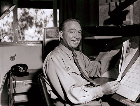 Eric Larson at animation desk, 1951; courtesy of Walt Disney Archives Photo Library, © Disney