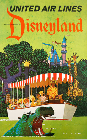 United Airlines Disneyland travel poster, c. 1960; collection of the Walt Disney Family Foundation, © Disney