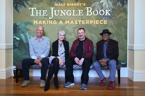 Bruce Reitherman, Darleen Carr, Andreas Deja, and Floyd Norman; courtesy of The Walt Disney Family Museum, The Jungle Book artwork © Disney